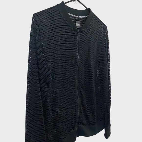 Victoria's Secret Sport Full-Zip Black Mesh Bomber Jacket Womens Medium Athletic - Picture 4 of 11